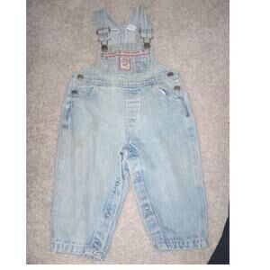2/$15 Vintage Arizona Infant Girls Overalls 12M Light Wash
